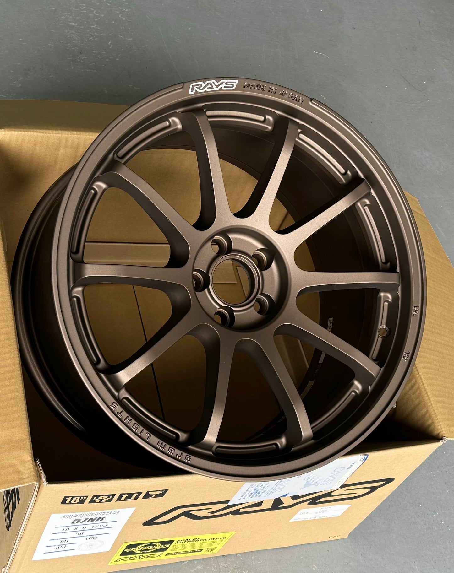 RAYS 57NR DARK BRONZE 18x8.5 +38 5-100
