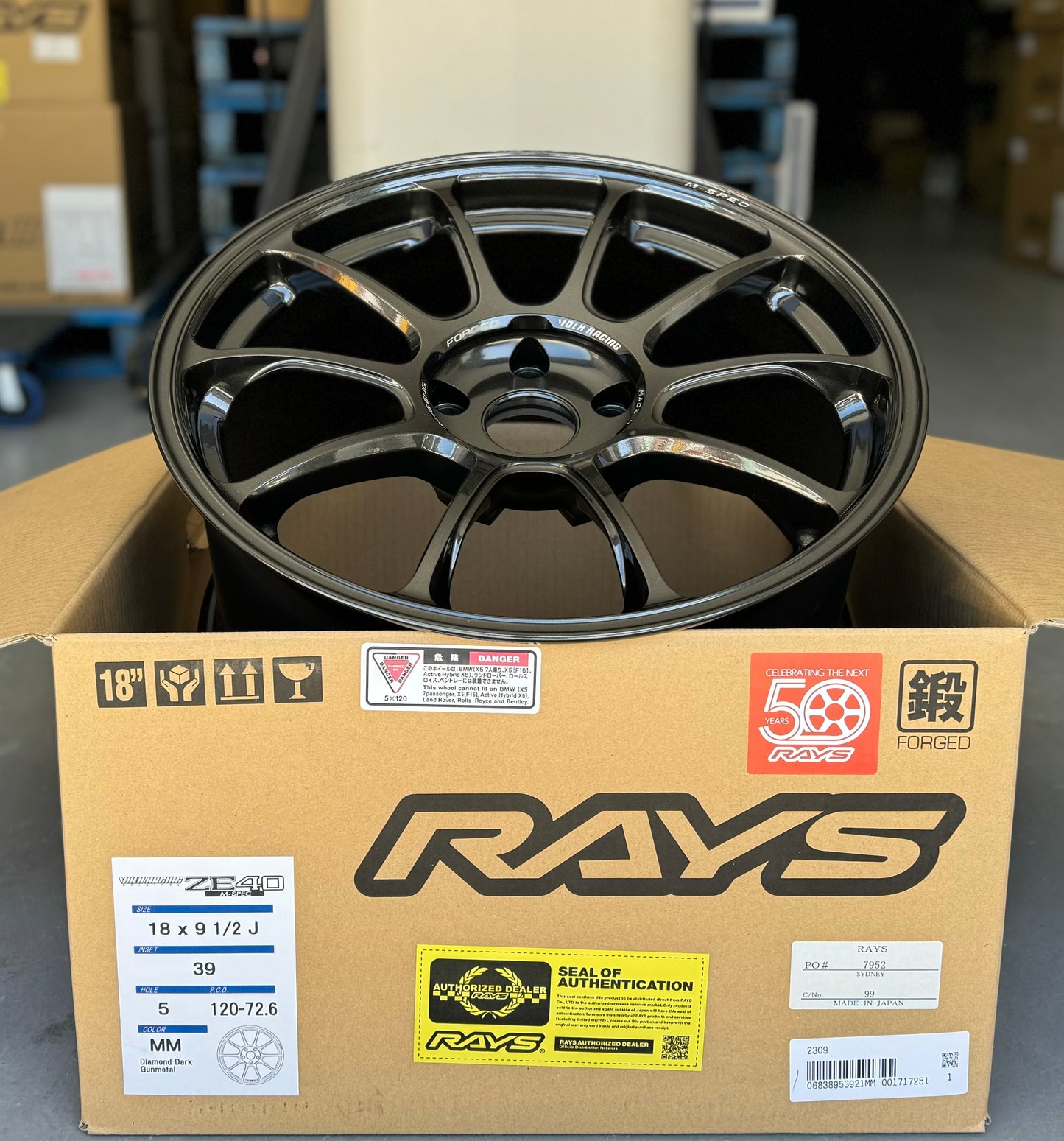 RAYS ZE40 M-SPEC DIAMOND DARK GUNMETAL 18x9.5 +39 5-120