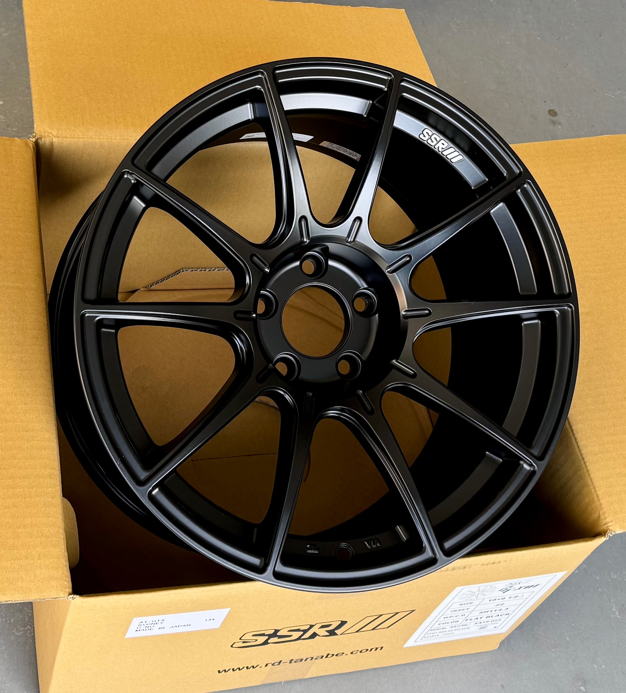 SSR GTX01 FLAT BLACK 19x9.5 +38 5-120 FOR FL5 / FK8 TYPE R ...