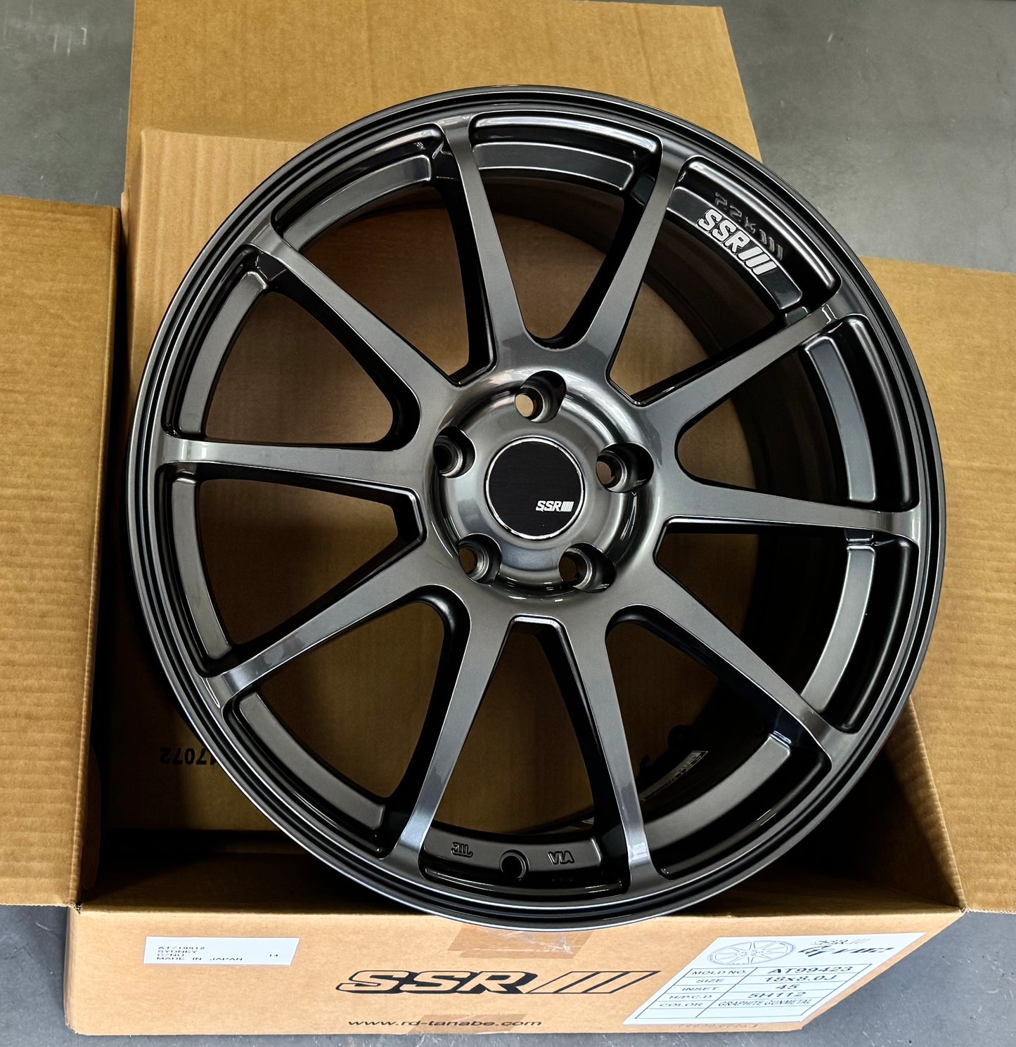 SSR GTV02 GRAPHITE GUNMETAL 18x8 +45 5-112